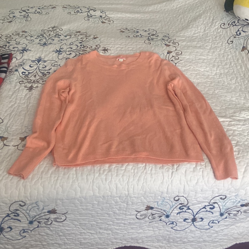 Jcrew coral/peach Cashmere crewneck sweater